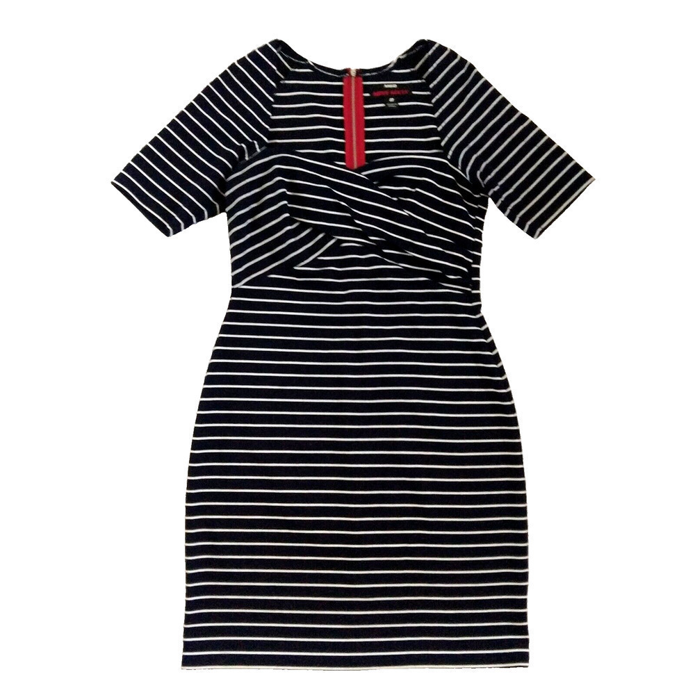 Miss Sixty Vintage 2000s Y2K Navy Blue Stripe Dress Size 8 Pin Up Sweetheart